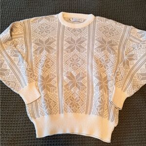 Vintage Cream and Tan Snowflake Sweater
